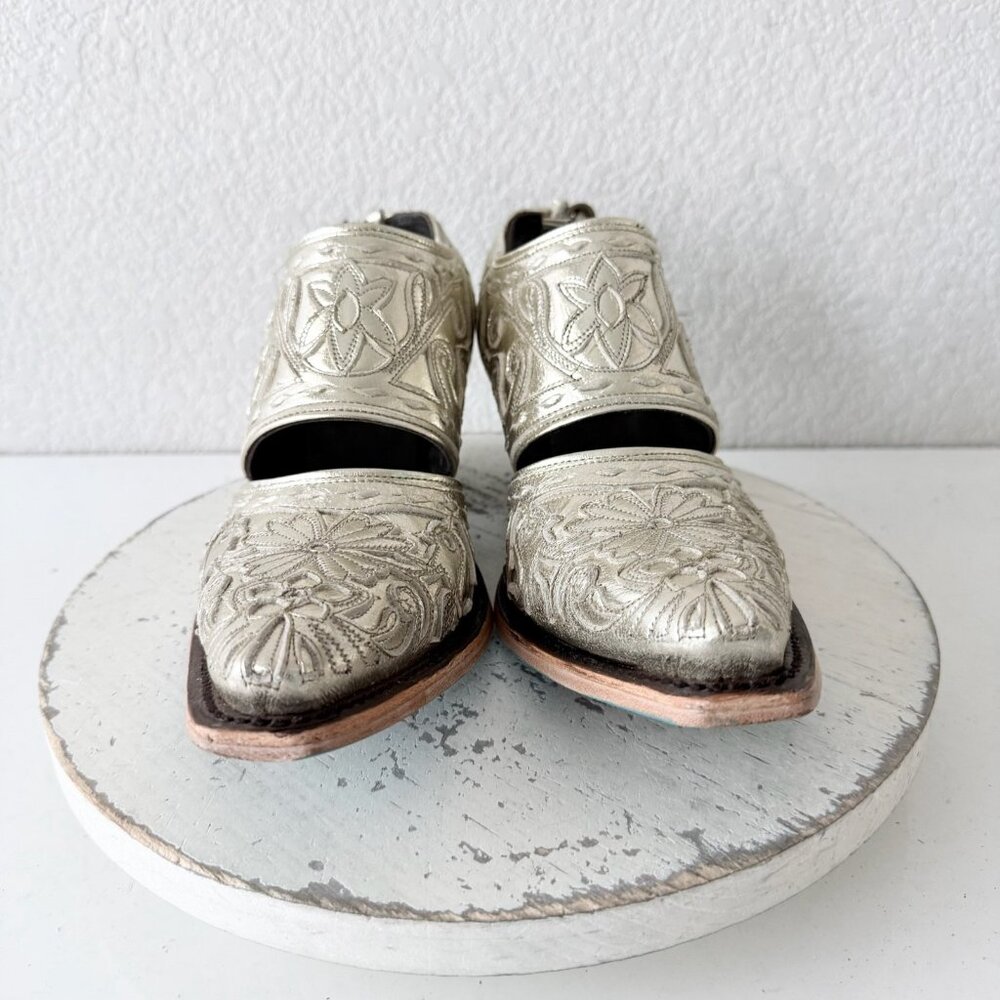Lane Robin Slingback Mule Gold Cowboy Boots Womens Cowgirl Western Ankle Sz 8.5 - Picture 7 of 13